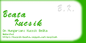 beata kucsik business card